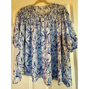 Alex & Lili Women's Blue Floral Blouse Size Large NWT